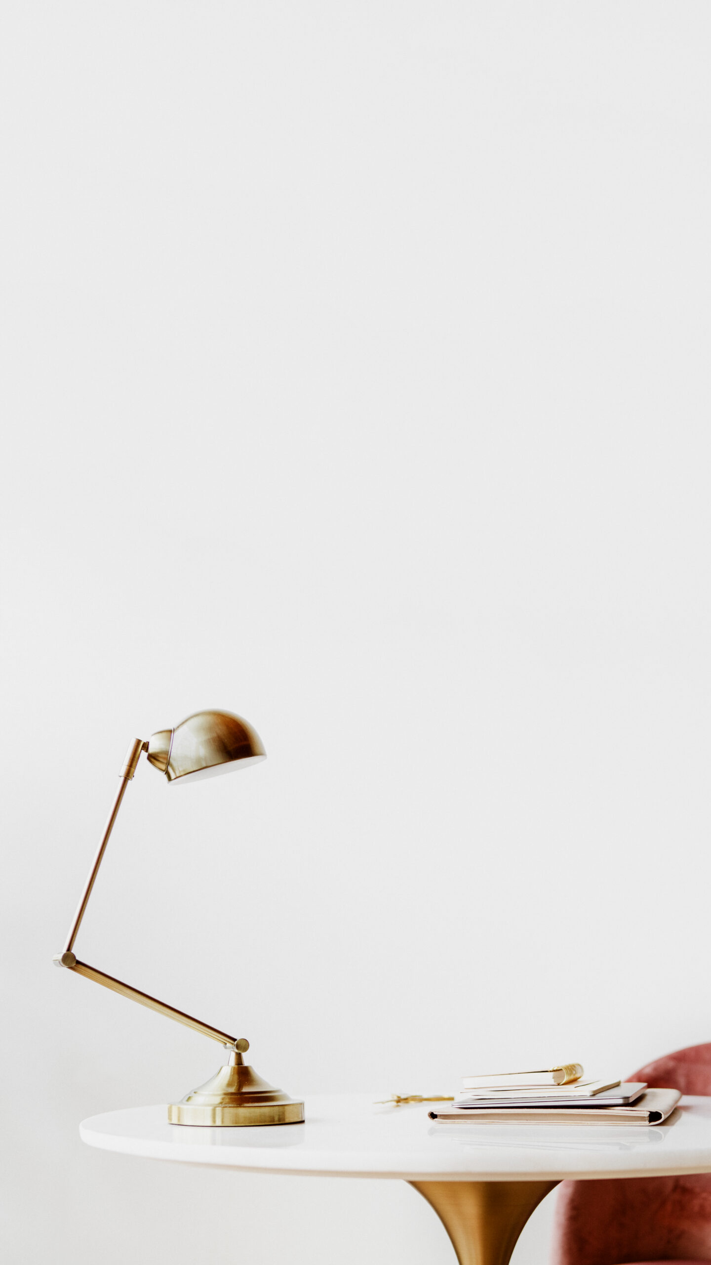 Desk lamp at marble table